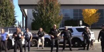 The Police Line Up To Do A Dance Routine, But It’s The Police Dog That Steals The Show